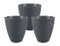 Drei dunkelgraue Blumentöpfe mit strukturierter Oberfläche