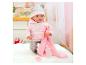 Babypuppe in rosa Hoodie und gemusterter Hose, mit Decke, Flasche und Schnuller