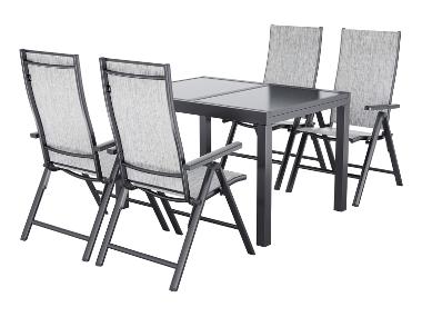 LIVARNO® Alu-Set »Houston«, 5-teilig - Ausziehtisch & 4 Klappsessel, hellgrau-meliert