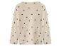 Beiges Langarmshirt mit schwarzen Herzchenmuster.