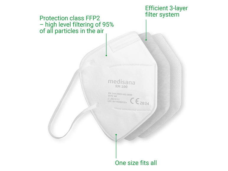 Gehe zu Vollbildansicht: MEDISANA RM 100 FFP2 Atemschutzmasken 10pcs/set - Bild 9