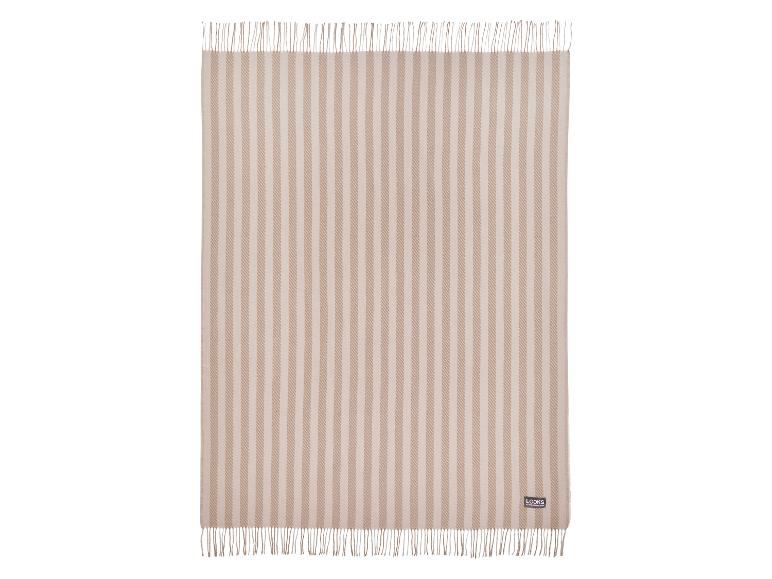 Beige-weiß gestreifte Decke mit Fransen