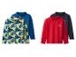 Kinder Langarm-Rollkragenpullover in Blau, Rot und Camouflage.