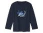 Dunkelblaues Kinder-Langarmshirt mit dem Text „I'M ROAR-SOME“ und einem Dinosaurier.