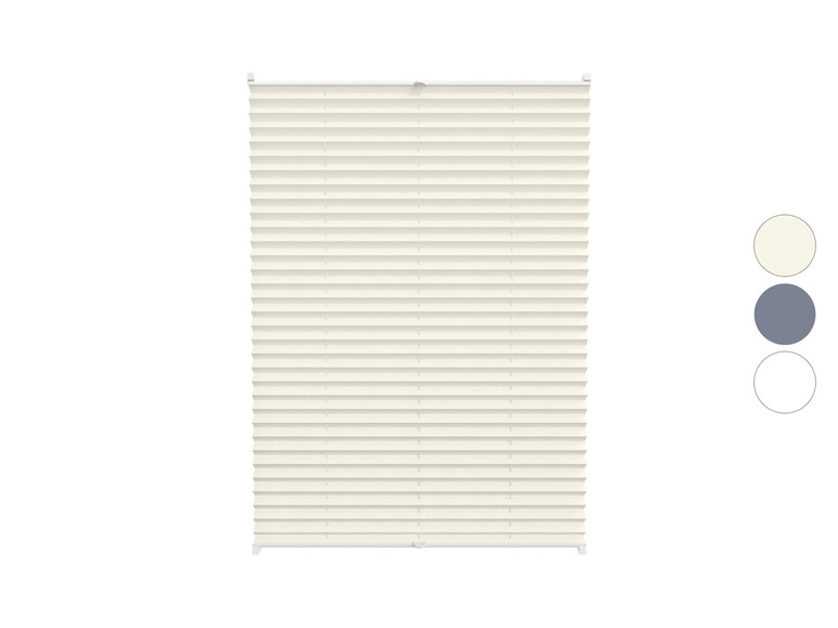 Beige Plissee-Rollo mit weißen Befestigungen