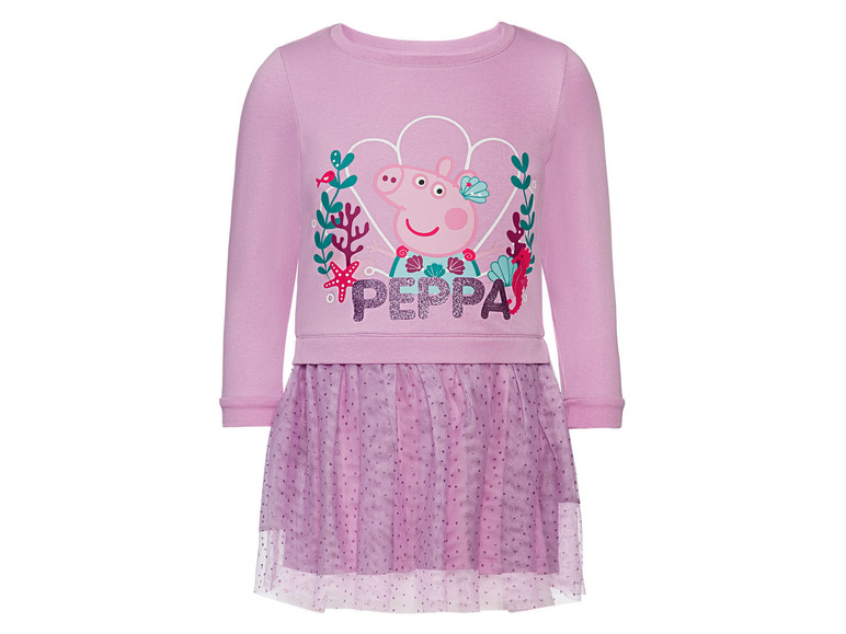 Peppa Pig Mädchenkleid mit langen Ärmeln und Tüllrock.
