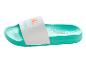 Türkise Badeschuhe mit weißem Riemen und Sonnen- und Wellenmotiv