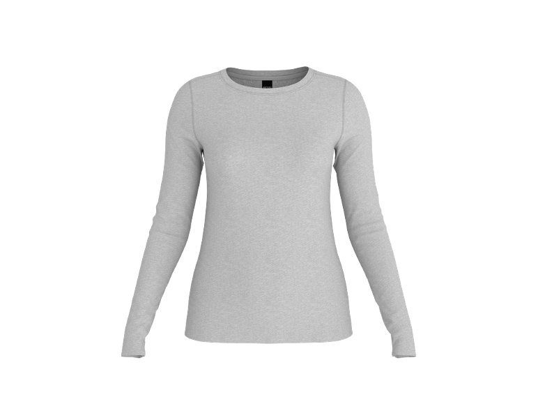 Graues Langarmshirt für Damen mit Rundhalsausschnitt.