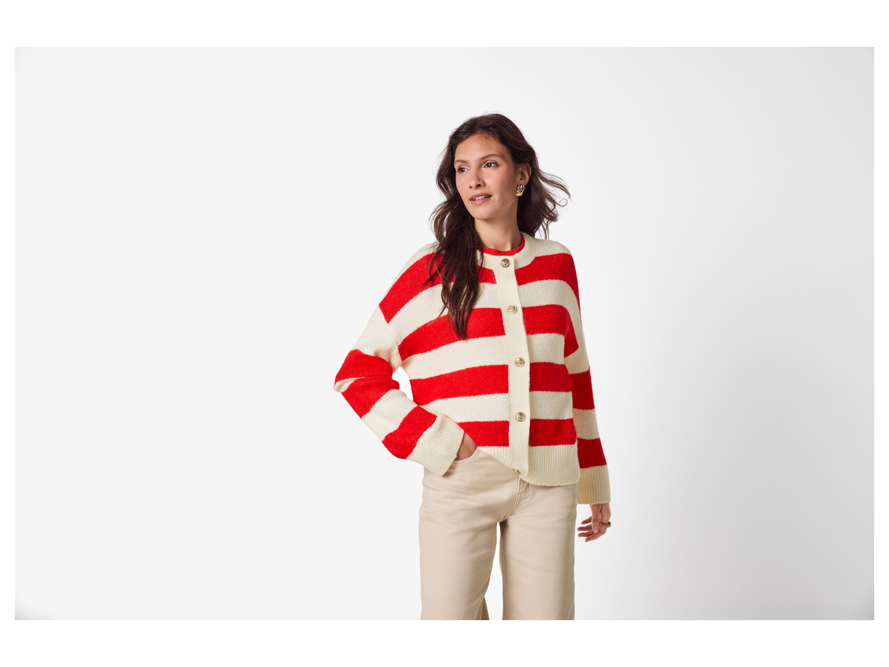 ESMARA® Damen Cardigan (Rot/weiß, S(36/38)) – Bild 2 von 3
