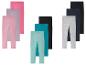 Ein Set mit acht Leggings in verschiedenen Farben, darunter rosa, grau, schwarz, marineblau und türkis.
