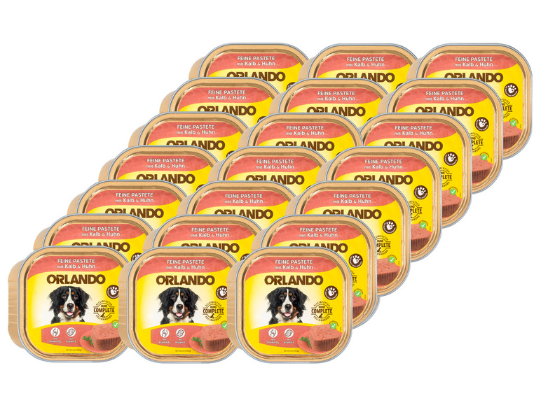 Gehe zu Vollbildansicht: ORLANDO Hundevollnahrung Feine Pastete mit Kalb & Huhn, 21 x 300 g - Bild 1