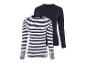 Ein gestreiftes und ein einfarbiges Langarmshirt.