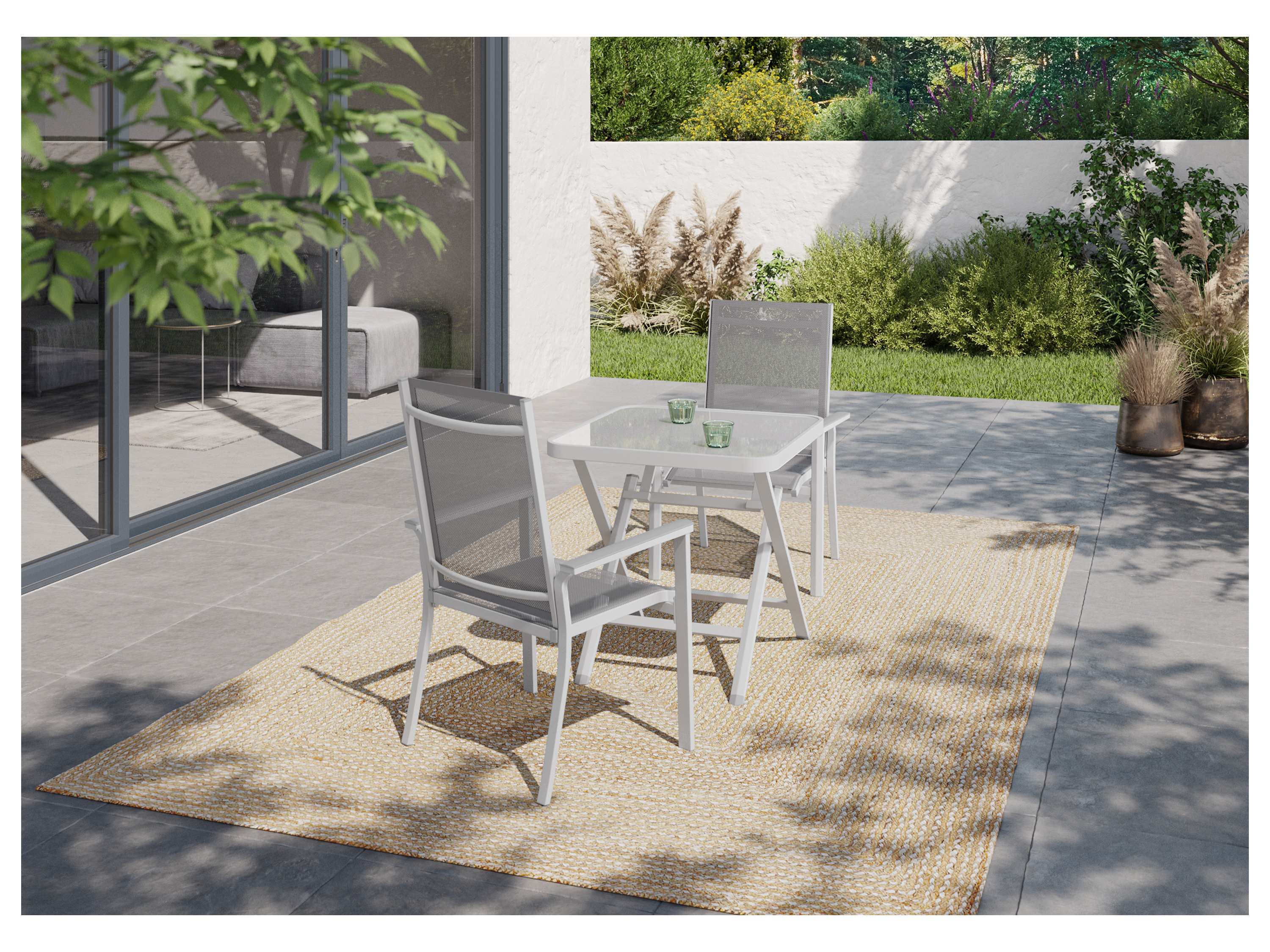 Thumbnail - LIVARNO home Alu-Glastisch »Houston«, klappbar, weiß/hellgrau