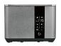 Silberner Toaster mit Digitalanzeige und Touch-Tasten.
