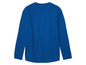 Ein blauer Pullover mit langen Ärmeln.