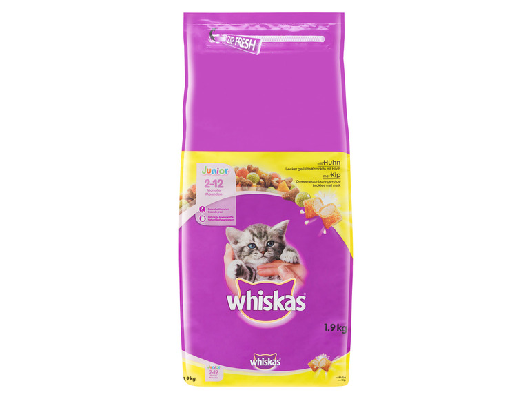 Gehe zu Vollbildansicht: Whiskas Katzentrockenfutter Junior mit Huhn, 3 x 1,9 kg - Bild 2
