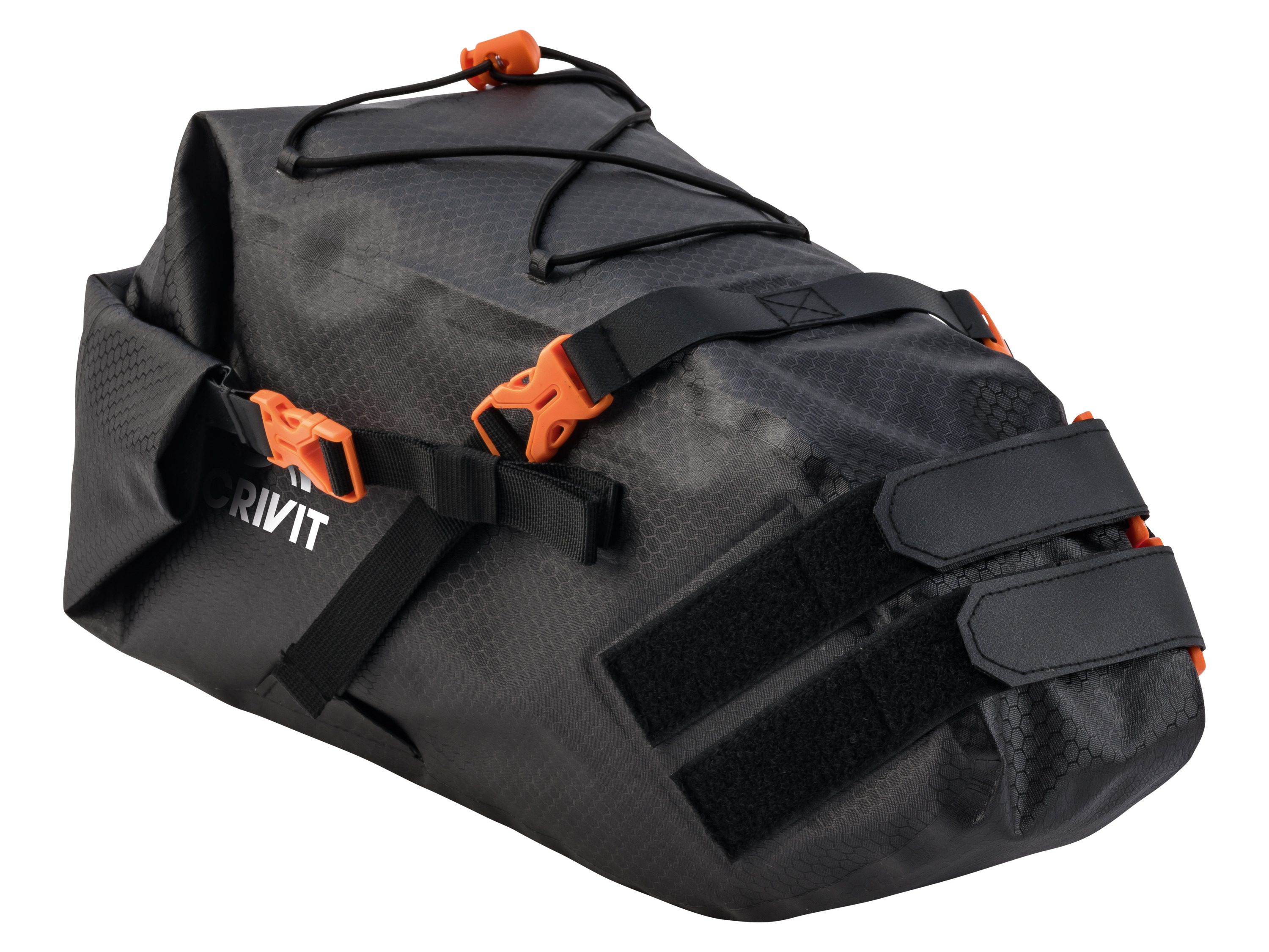CRIVIT Fahrrad Bikepacking Taschen (Satteltasche)““ | 2 Klett-Halteschlaufen Premium-Lenkertasche: seitlicher Roll-mit Klickverschluss, 2 Kompressionsriemen Verschluss: Premium-Satteltasche: 1 Klick- und 2 Klettverschlüsse Premium-Rahmentasche: 6 Klettverschlüsse Premium-Lenkertasche: 2 Klettverschlüsse Befestigung: Premium-Satteltasche: an der Sattelstütze Premium-Rahmentasche: am Fahrradrahmen Premium-Lenkertasche: am Lenker Material: Nylon, Kunststoff Gewicht: Premium-Satteltasche: ca. 280 g Premium-Rahmentasche: ca. 140 g Premium-Lenkertasche: ca. 290 g““