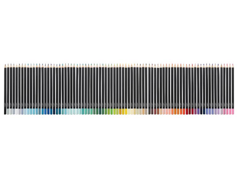 Eine Reihe von Buntstiften mit spitzen Minen, angeordnet in einem Farbverlauf.