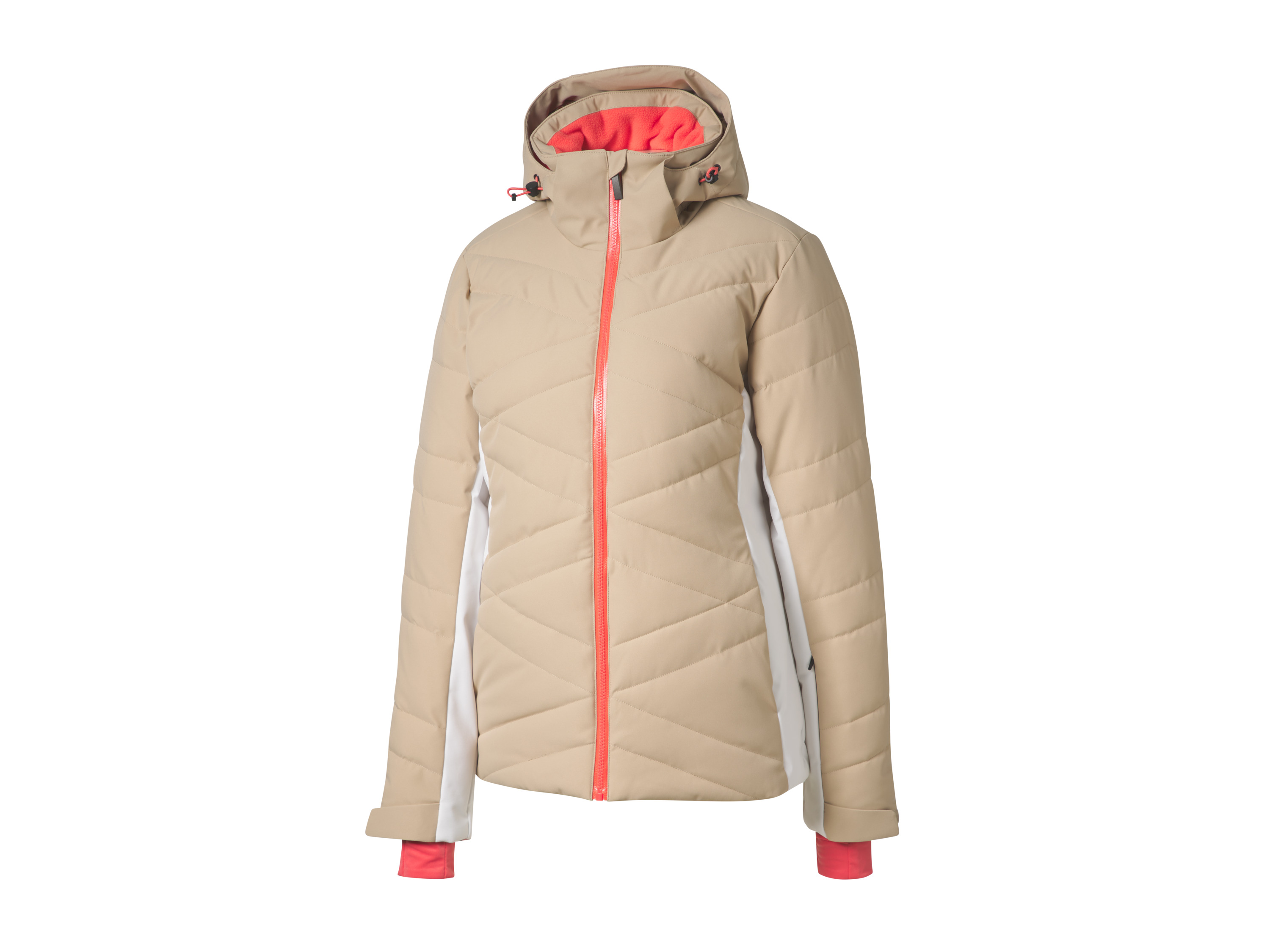CRIVIT Damen Skijacke (Beige, L(44/46))““ | Wassersäule des Obermaterials: 10.000 mm Navy, beige: Seitliche Reißverschlusstaschen Atmungsaktiv, wind- und wasserdichtes Obermaterial, Wassersäule des Obermaterials: 10.000 mm Produktmerkmale tabletd Farbe: beige, hellblau, navy Muster: – Detail: 4-Wege-Stretch-Material, Ärmelstulpe mit Daumenloch und weitenverstellbarer Armabschluss durch Klettverschluss, weitenverstellbarer Saum und Kapuze, Ventilationsöffnung mit Reißverschluss und Mesh-Einsatz, Netzinnentasche mit Putztuch für Skibrillen, verlängerte Rückenpartie