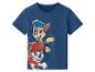 Blaues T-Shirt mit Aufdruck von zwei Welpen in Uniformen