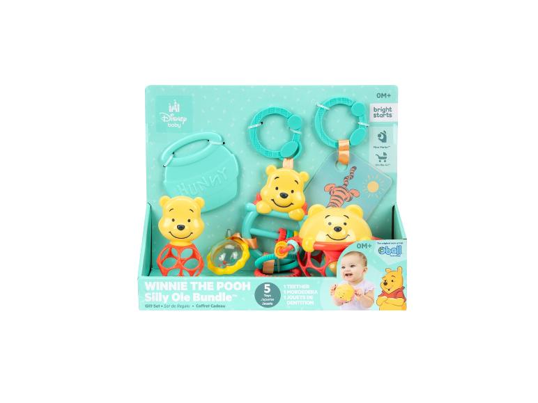 Winnie Puuh Baby-Spielzeug- und Beißring-Set, 5-teilig.
