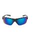 Sonnenbrille mit blauen verspiegelten Gläsern.