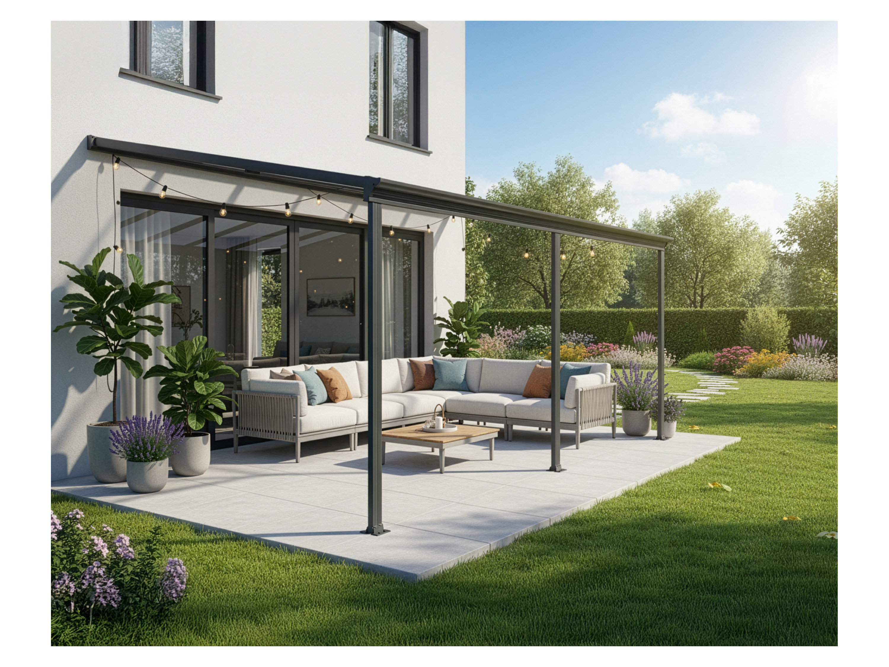 HOME DELUXE Terrassenüberdachung »SOLIS«, verschiedene Größen (496 x 300 x 278 cm, Grau) – Bild 2 von 4