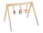 Baby-Holzspielbogen mit hängenden Wassermelonen-, Nilpferd- und Vogelspielzeugen.