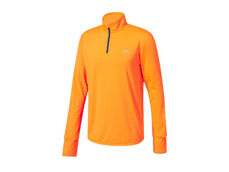 Ein orangefarbenes Langarmshirt von Craft mit einem halben Reißverschluss.