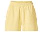 Hellgelbe Damenshorts mit elastischem Bund und gekrepptem Stoff