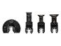 Set oszillierender Sägeblätter für Multifunktionswerkzeuge, inklusive eines Halbkreis- und drei geraden Blättern.