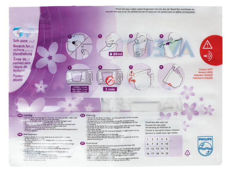 Gehe zu Vollbildansicht: Philips AVENT Mikrowellen-Sterilisationsbeutel »SCF297/05«, 5 Stück - Bild 3