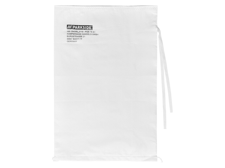 Eine weiße Parkside-Tasche mit Kordelzug.