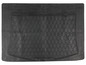 Eine schwarze Gummimatte für den Kofferraum mit einem Rautenmuster.