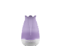 Lila tulpenförmiger Aroma-Diffusor mit Bedientasten für Licht und Nebel.