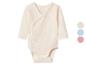 Langarm-Babybody in Beige, Blau und Rosa