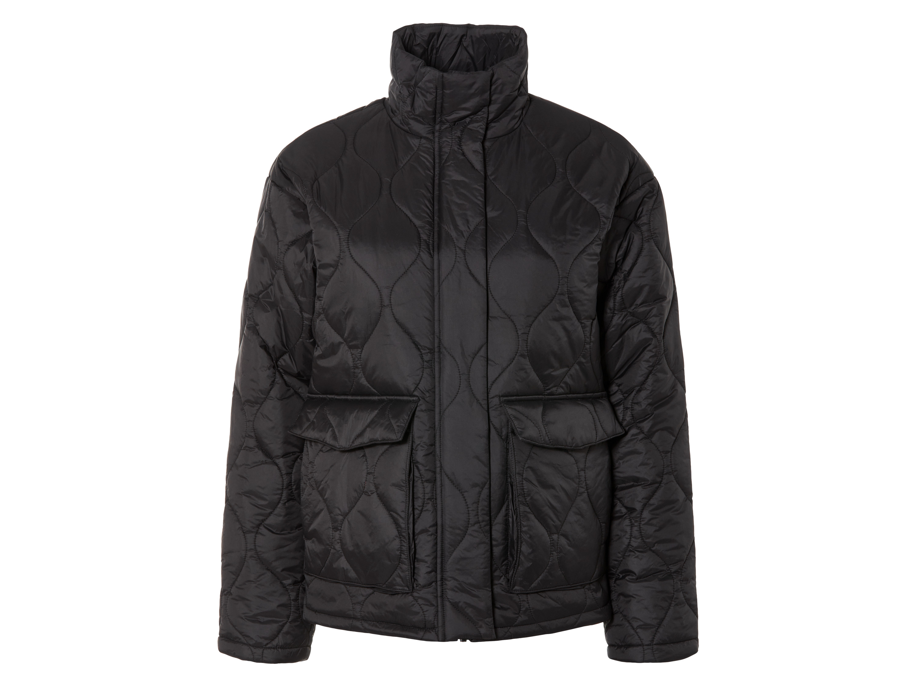esmara® Damen Jacke (Schwarz, L(44/46))““ | ultraleicht und warm, windabweisend, wasserabweisendes Obermaterial Schnitt: leger geschnitten Kragenform: schwarz: Stehkragen Material: Obermaterial: Polyamid