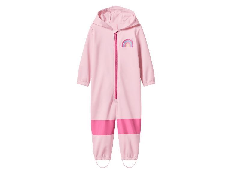 Rosa Baby-Overall mit Kapuze, Regenbogen-Print und dunkelrosa Akzenten