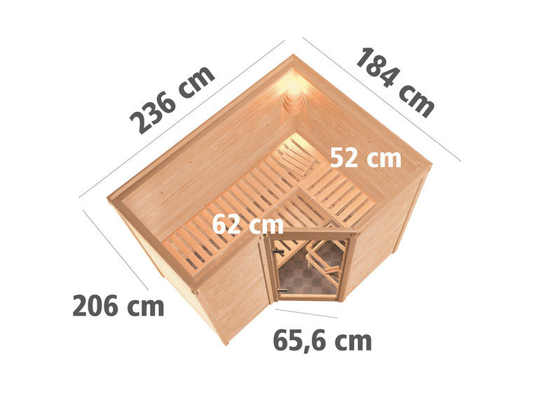 Gehe zu Vollbildansicht: Karibu Indoor-Sauna »Aspby«, Eckeinstieg, 9 kW Ofen - Bild 18