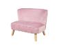 Rosa Samtsessel mit Holzbeinen