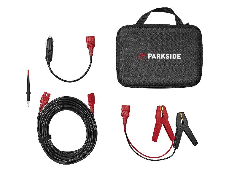 PARKSIDE Auto-Kabel- und Zubehörset, inklusive einer schwarzen Tragetasche.