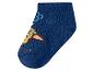 Blaue Kinder-Sneakersocke mit Cartoon-Tiermotiv.