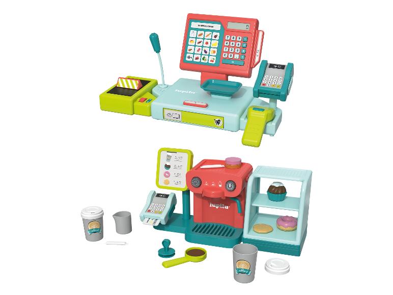 LUPILU® Spielzeugkasse und Kaffeemaschine aus Kunststoff.