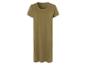 Einfaches olivgrünes T-Shirt-Kleid, minimalistischer Stil.