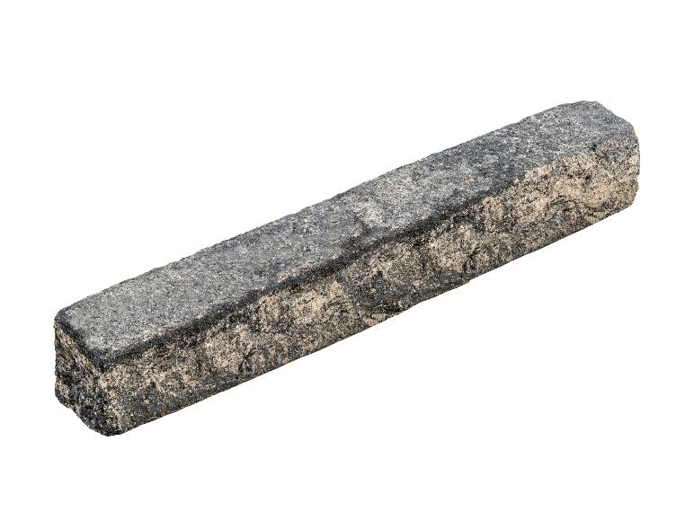 Graue, rechteckige, texturierte Beton-Gartenkante.