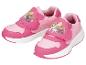 Rosa Kindersneaker mit Zeichentrickfigur und tropischen Blättern.