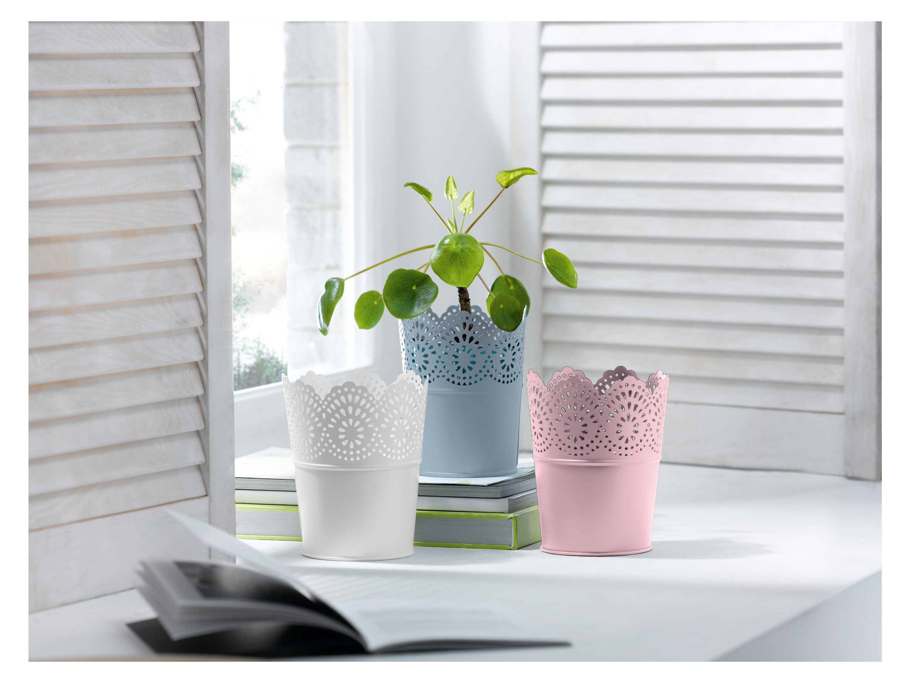LIVARNO HOME Blumentöpfe Nostalgie (3er Set rund klein blau/pink) – Bild 2 von 2