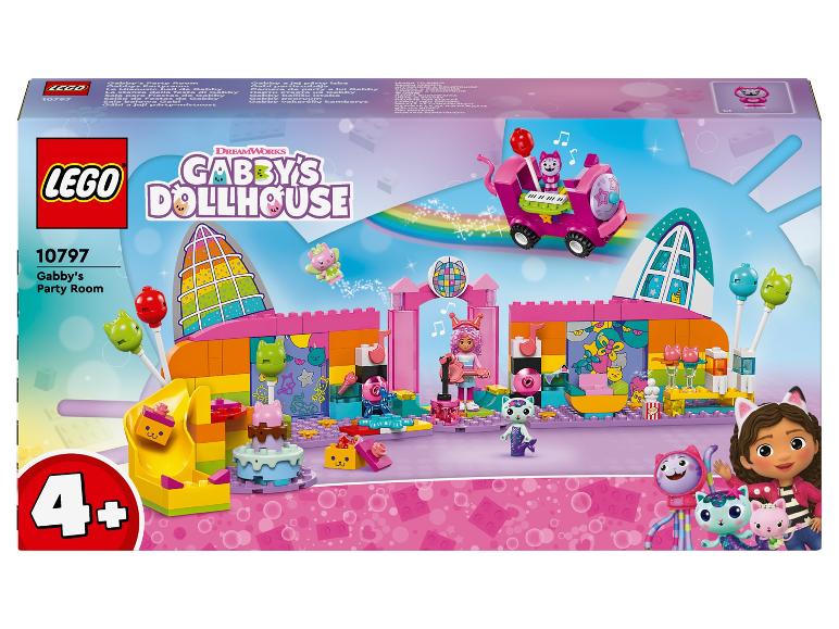 LEGO Gabby's Dollhouse Set, Gabbys Partyraum, mit Figuren und Zubehör.