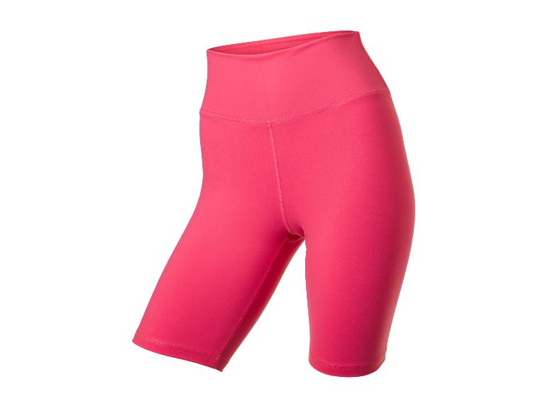 Fuchsiafarbene Damen-Radlerhose mit hoher Taille für Sport und Freizeit.