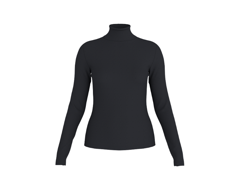 Damen Rollkragenpullover in Schwarz mit langen Ärmeln